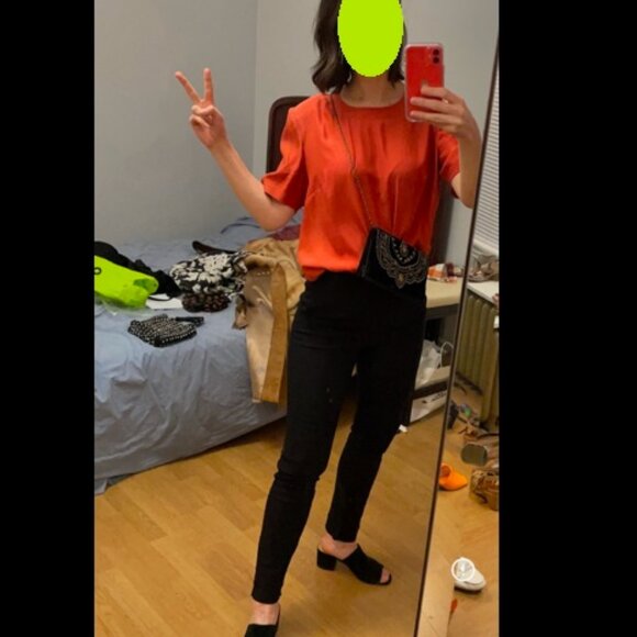 100% Silk Salmon Pink Blouse - Picture 4 of 10